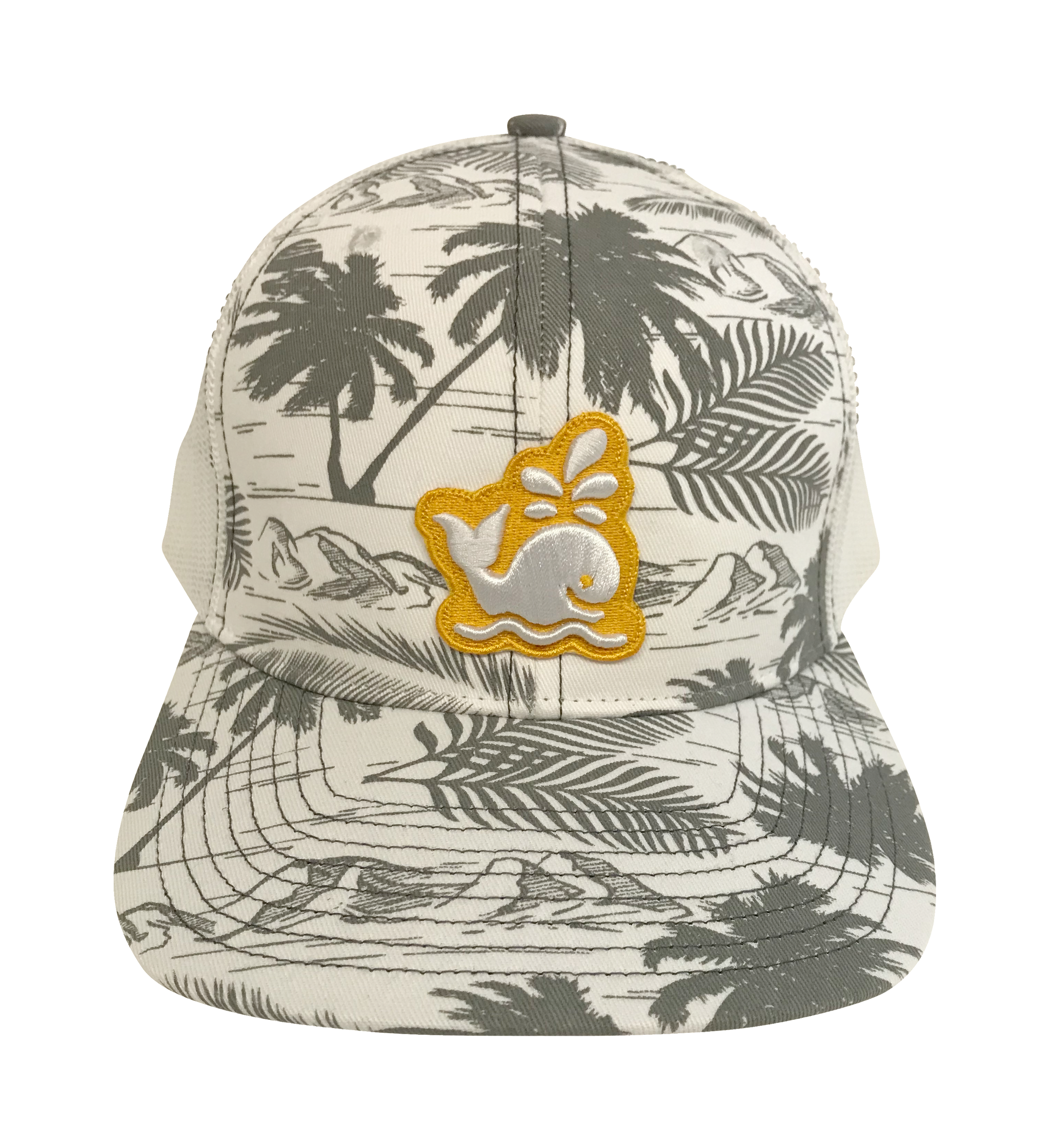 Island Smilin' Spout the Whale Tropical Trucker Hat - Gray